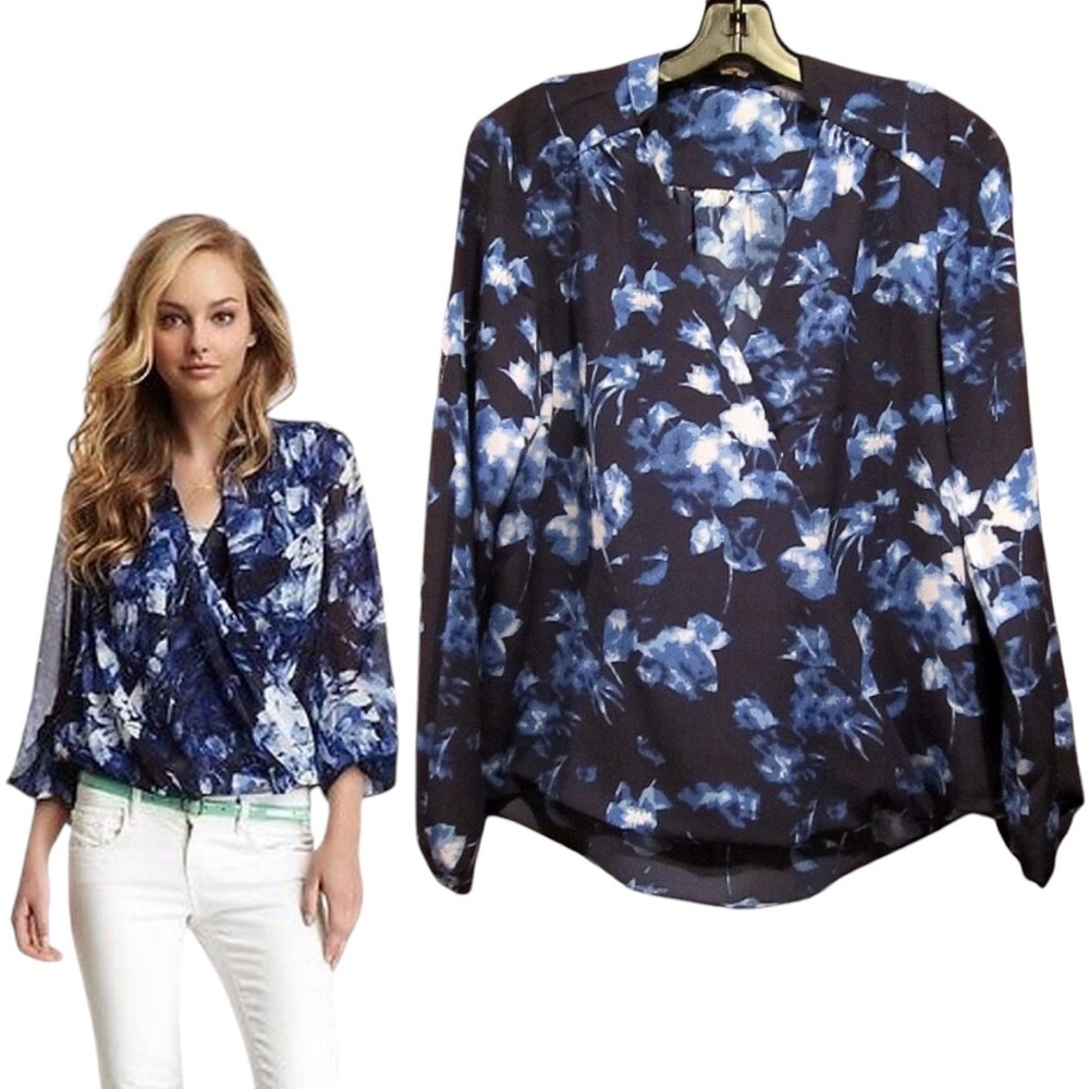Vince Camuto NEW FOUNTAIN Floral V-Neck Faux Wrap Blouse S - Picture 5 of 12